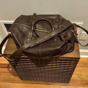 Cole Haan Brown Genuine Leather Weekender Duffel Bag